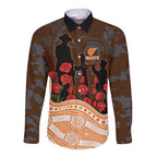 GWS Giants ANZAC Day Long Sleeve Button Shirt Indigenous Dot Art with Poppy Flower Tribute