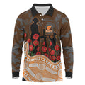 GWS Giants ANZAC Day Long Sleeve Polo Shirt Indigenous Dot Art with Poppy Flower Tribute