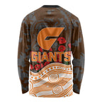 GWS Giants ANZAC Day Long Sleeve Shirt Indigenous Dot Art with Poppy Flower Tribute