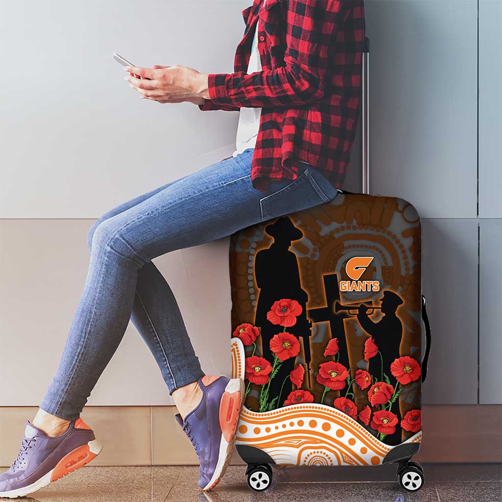 GWS Giants ANZAC Day Luggage Cover Indigenous Dot Art with Poppy Flower Tribute