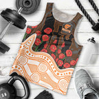 GWS Giants ANZAC Day Men Tank Top Indigenous Dot Art with Poppy Flower Tribute