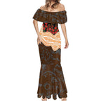GWS Giants ANZAC Day Mermaid Dress Indigenous Dot Art with Poppy Flower Tribute