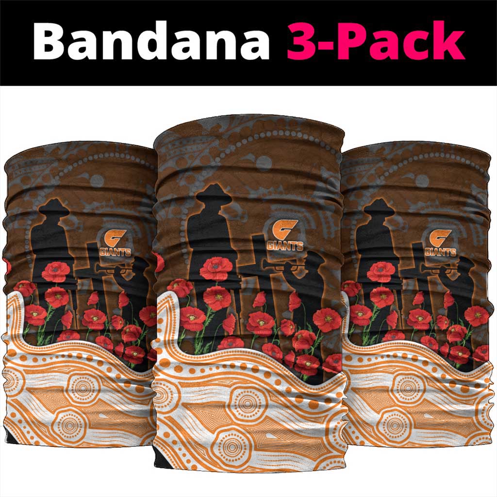 GWS Giants ANZAC Day Neck Gaiter Indigenous Dot Art with Poppy Flower Tribute