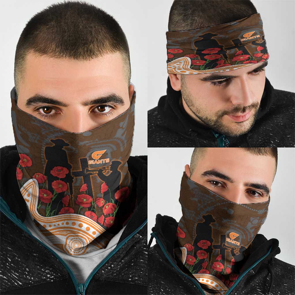 GWS Giants ANZAC Day Neck Gaiter Indigenous Dot Art with Poppy Flower Tribute