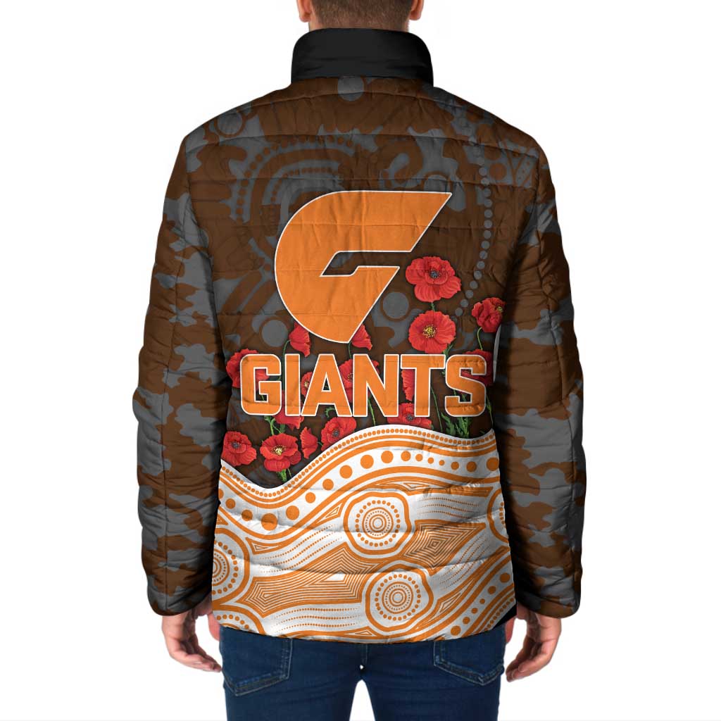 GWS Giants ANZAC Day Padded Jacket Indigenous Dot Art with Poppy Flower Tribute