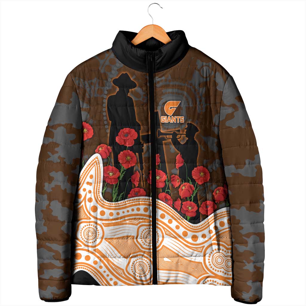 GWS Giants ANZAC Day Padded Jacket Indigenous Dot Art with Poppy Flower Tribute
