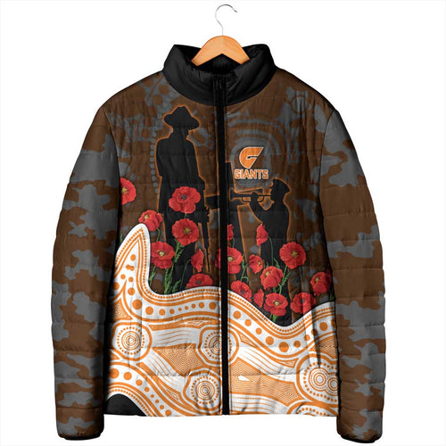 GWS Giants ANZAC Day Padded Jacket Indigenous Dot Art with Poppy Flower Tribute