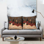 GWS Giants ANZAC Day Pillow Cover Indigenous Dot Art with Poppy Flower Tribute