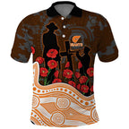 GWS Giants ANZAC Day Polo Shirt Indigenous Dot Art with Poppy Flower Tribute
