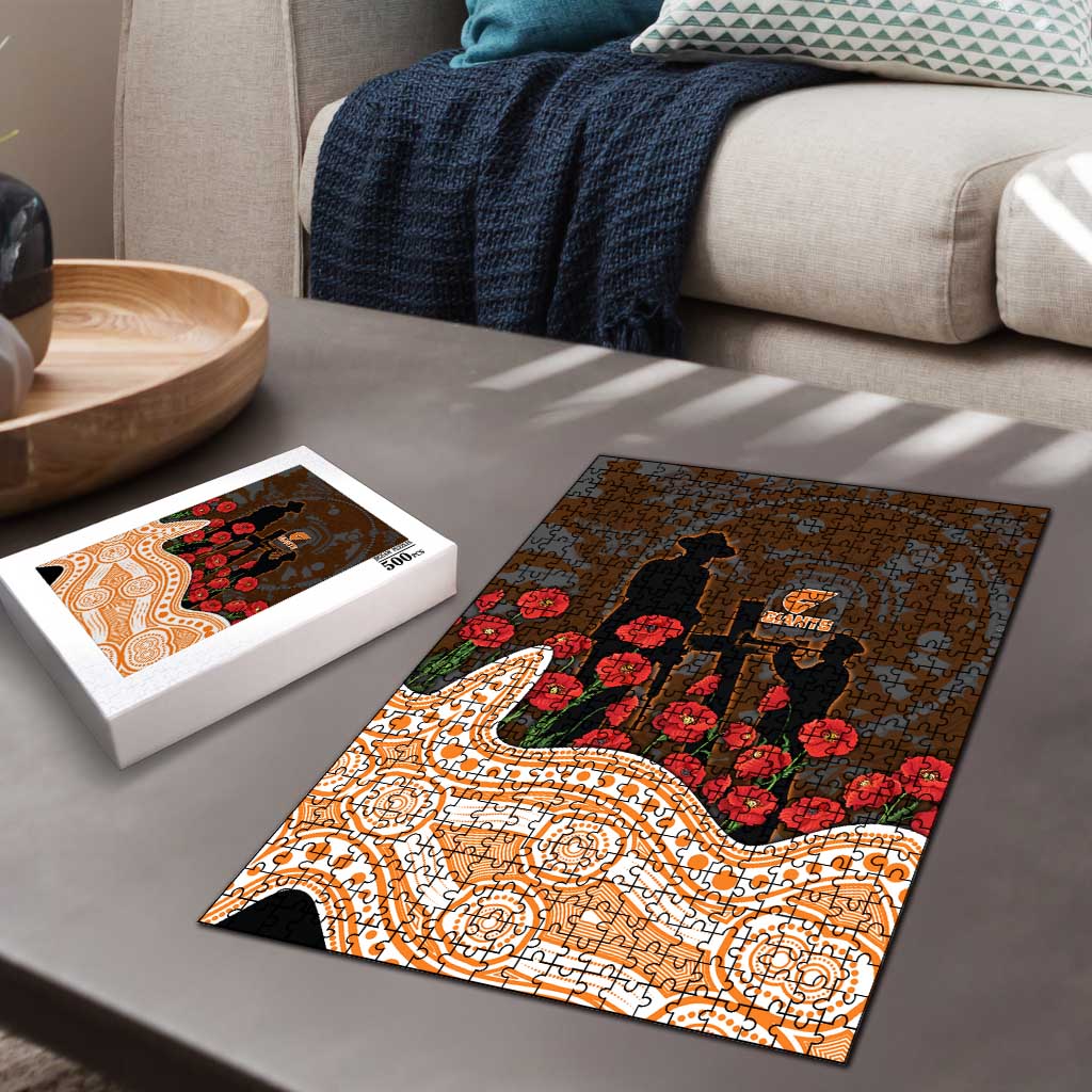 GWS Giants ANZAC Day Puzzle Indigenous Dot Art with Poppy Flower Tribute