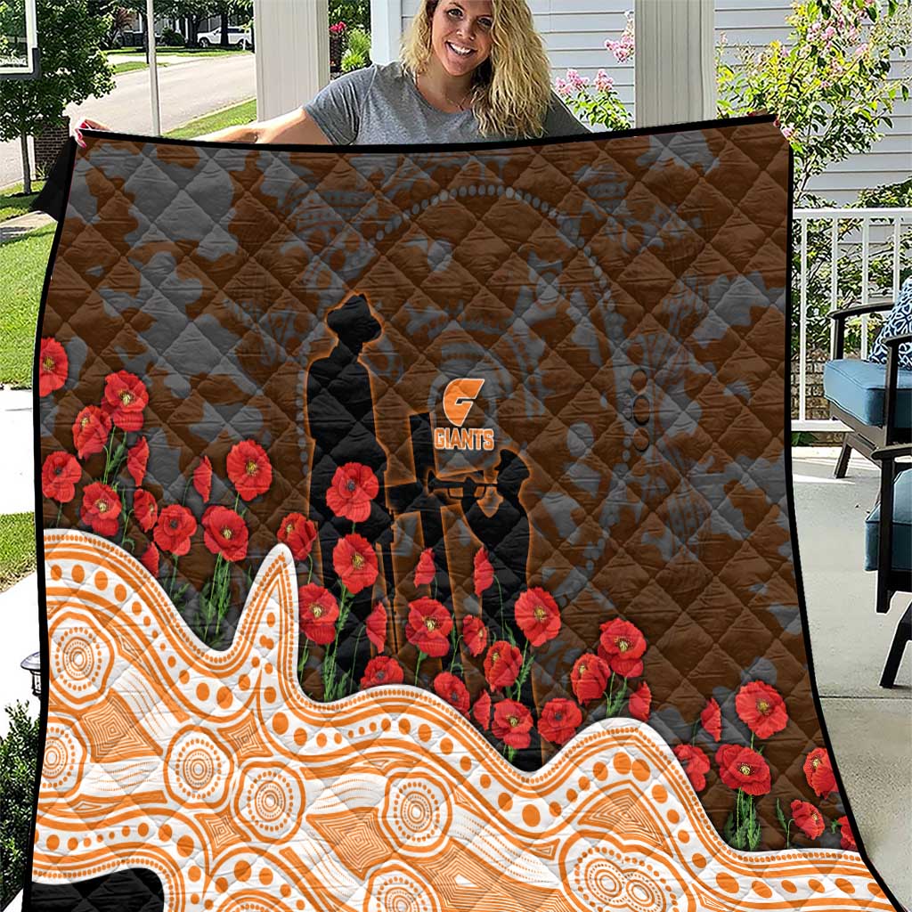 GWS Giants ANZAC Day Quilt Indigenous Dot Art with Poppy Flower Tribute