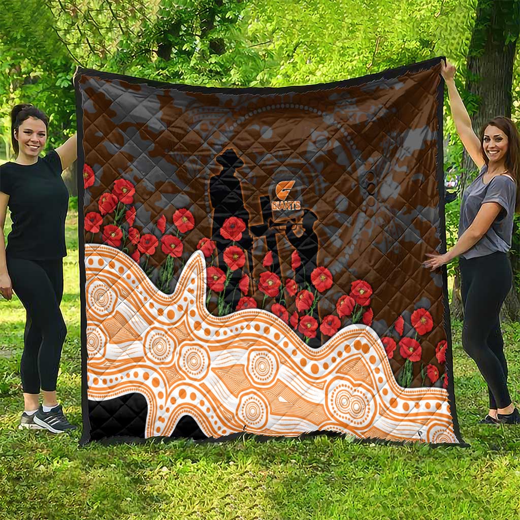 GWS Giants ANZAC Day Quilt Indigenous Dot Art with Poppy Flower Tribute