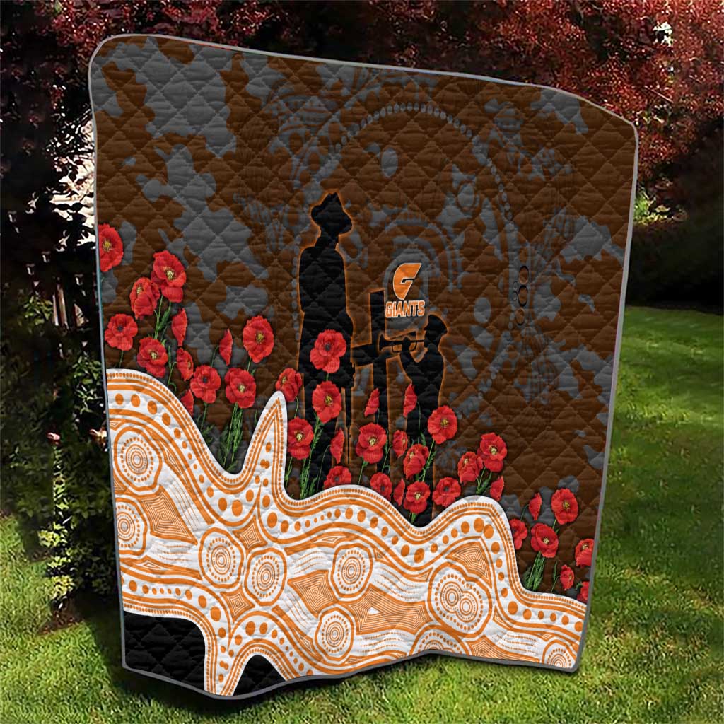 GWS Giants ANZAC Day Quilt Indigenous Dot Art with Poppy Flower Tribute