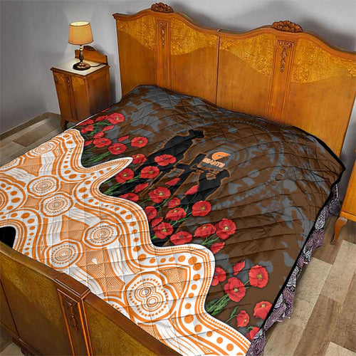 GWS Giants ANZAC Day Quilt Indigenous Dot Art with Poppy Flower Tribute
