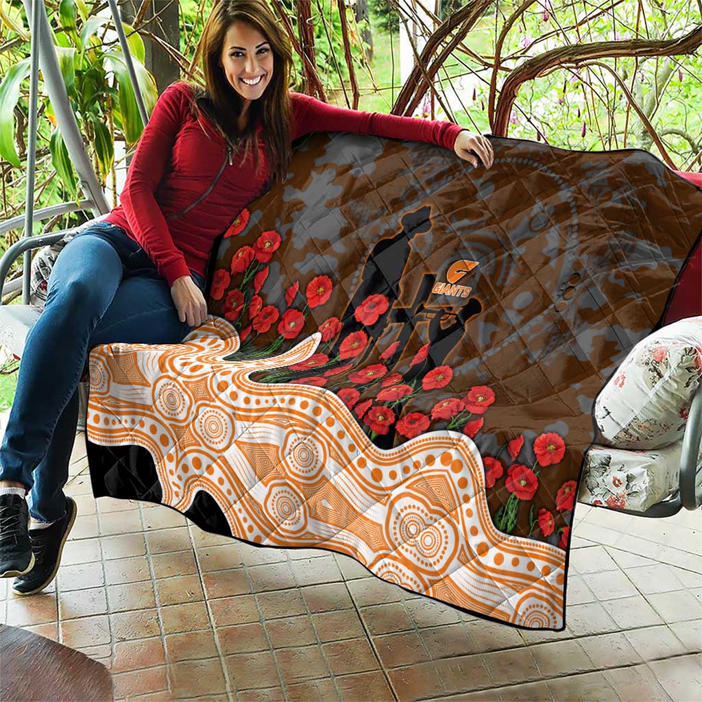 GWS Giants ANZAC Day Quilt Indigenous Dot Art with Poppy Flower Tribute