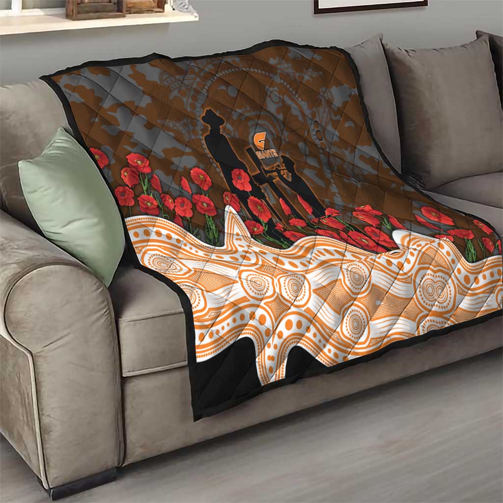 GWS Giants ANZAC Day Quilt Indigenous Dot Art with Poppy Flower Tribute