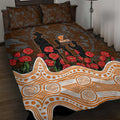 GWS Giants ANZAC Day Quilt Bed Set Indigenous Dot Art with Poppy Flower Tribute