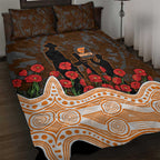 GWS Giants ANZAC Day Quilt Bed Set Indigenous Dot Art with Poppy Flower Tribute