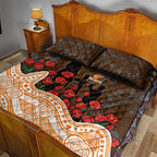 GWS Giants ANZAC Day Quilt Bed Set Indigenous Dot Art with Poppy Flower Tribute