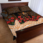 GWS Giants ANZAC Day Quilt Bed Set Indigenous Dot Art with Poppy Flower Tribute