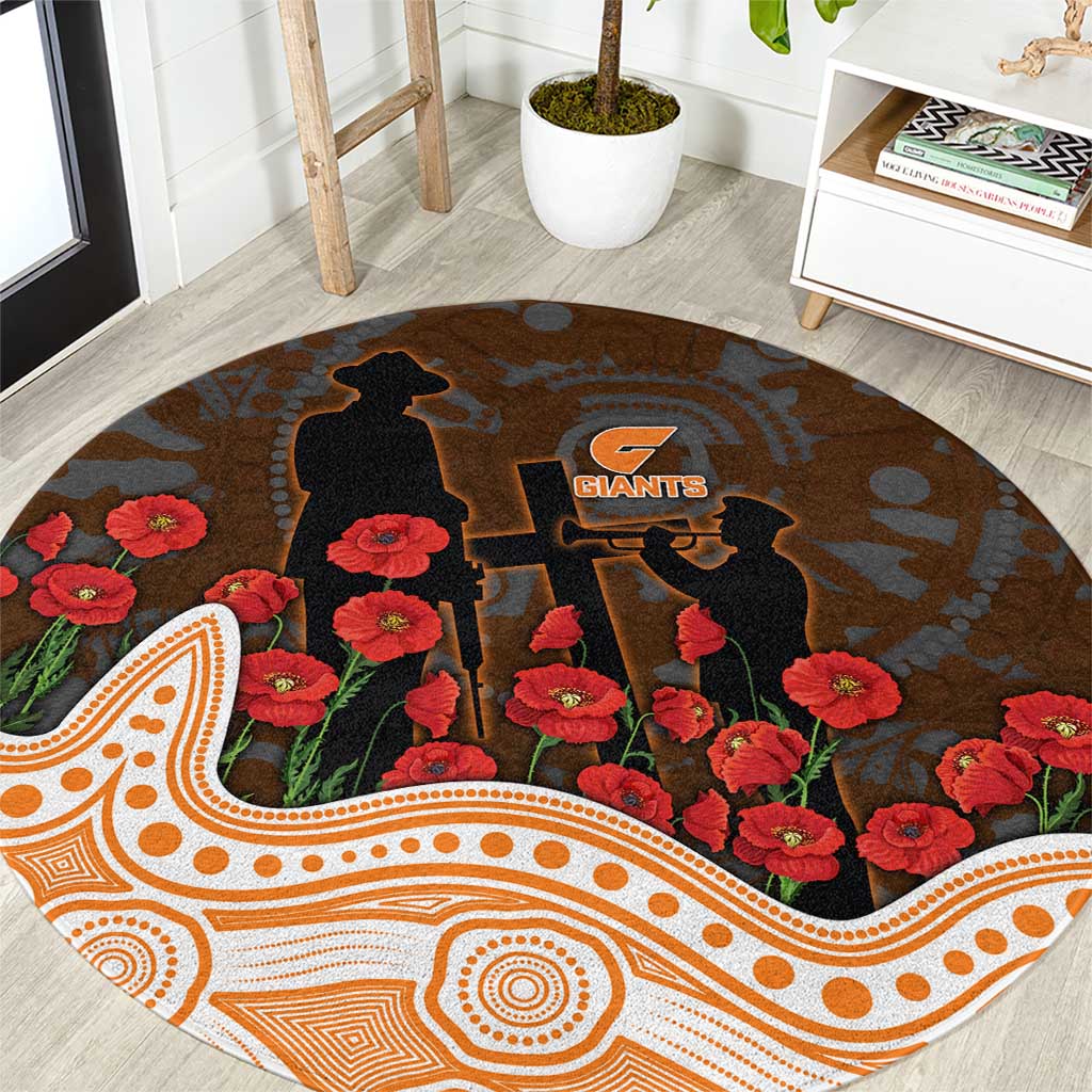 GWS Giants ANZAC Day Round Carpet Indigenous Dot Art with Poppy Flower Tribute
