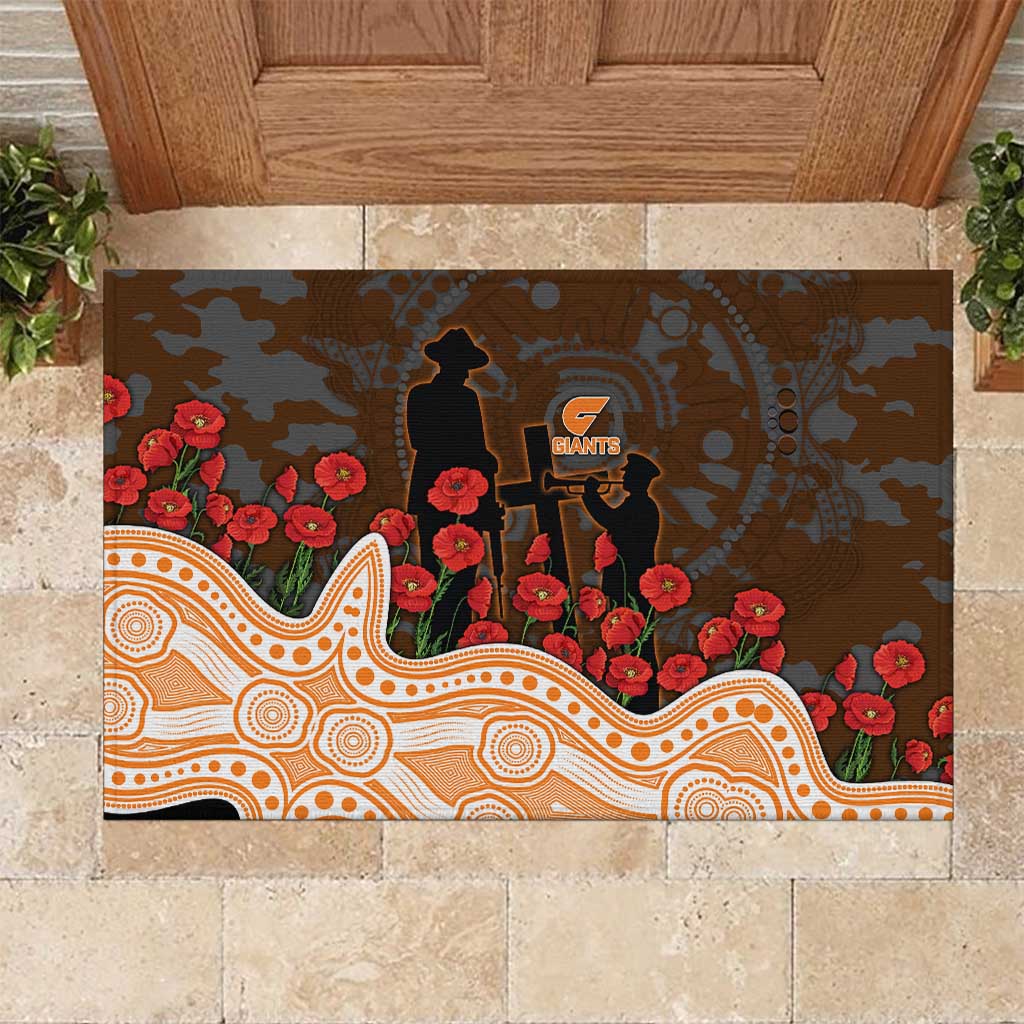 GWS Giants ANZAC Day Rubber Doormat Indigenous Dot Art with Poppy Flower Tribute