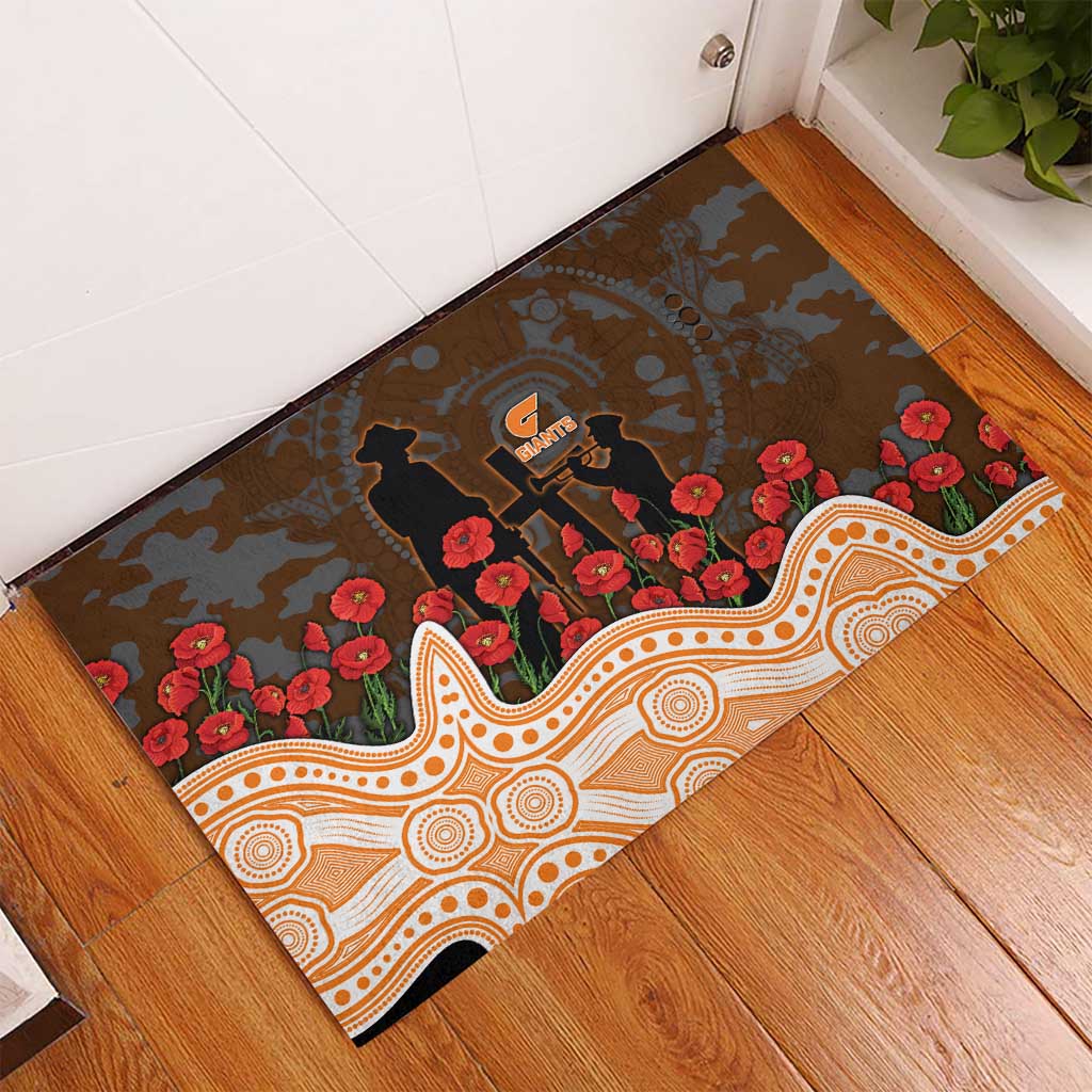 GWS Giants ANZAC Day Rubber Doormat Indigenous Dot Art with Poppy Flower Tribute