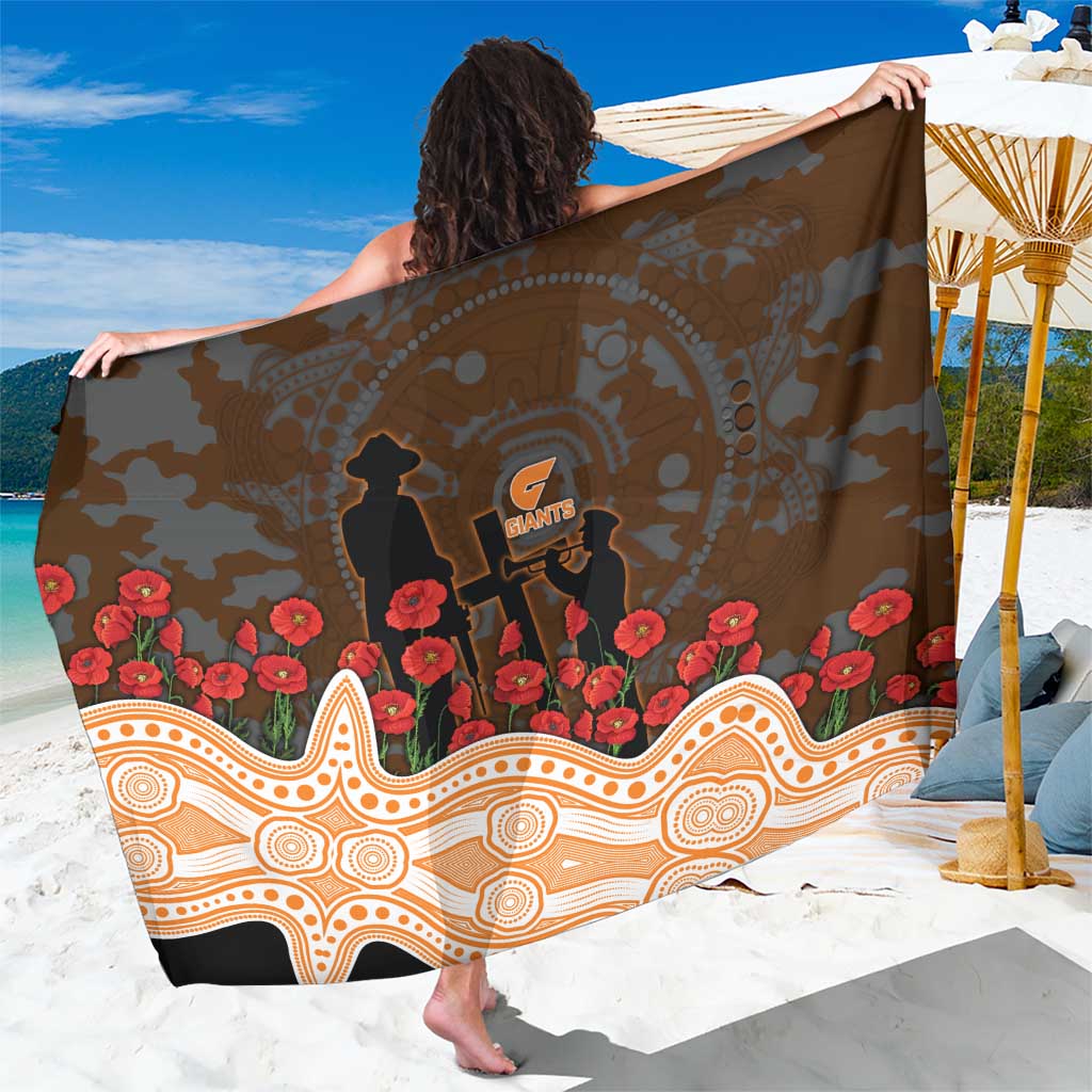 GWS Giants ANZAC Day Sarong Indigenous Dot Art with Poppy Flower Tribute
