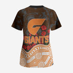 GWS Giants ANZAC Day Scrub Top Indigenous Dot Art with Poppy Flower Tribute