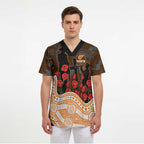 GWS Giants ANZAC Day Scrub Top Indigenous Dot Art with Poppy Flower Tribute