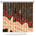 GWS Giants ANZAC Day Shower Curtain Indigenous Dot Art with Poppy Flower Tribute