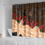 GWS Giants ANZAC Day Shower Curtain Indigenous Dot Art with Poppy Flower Tribute
