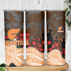 GWS Giants ANZAC Day Skinny Tumbler Indigenous Dot Art with Poppy Flower Tribute