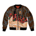 GWS Giants ANZAC Day Sleeve Zip Bomber Jacket Indigenous Dot Art with Poppy Flower Tribute