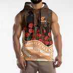 GWS Giants ANZAC Day Sleeveless Hoodie Indigenous Dot Art with Poppy Flower Tribute