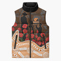 GWS Giants ANZAC Day Sleeveless Puffer Jacket Indigenous Dot Art with Poppy Flower Tribute