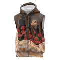 GWS Giants ANZAC Day Sleeveless Zip Hoodie Indigenous Dot Art with Poppy Flower Tribute
