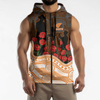 GWS Giants ANZAC Day Sleeveless Zip Hoodie Indigenous Dot Art with Poppy Flower Tribute