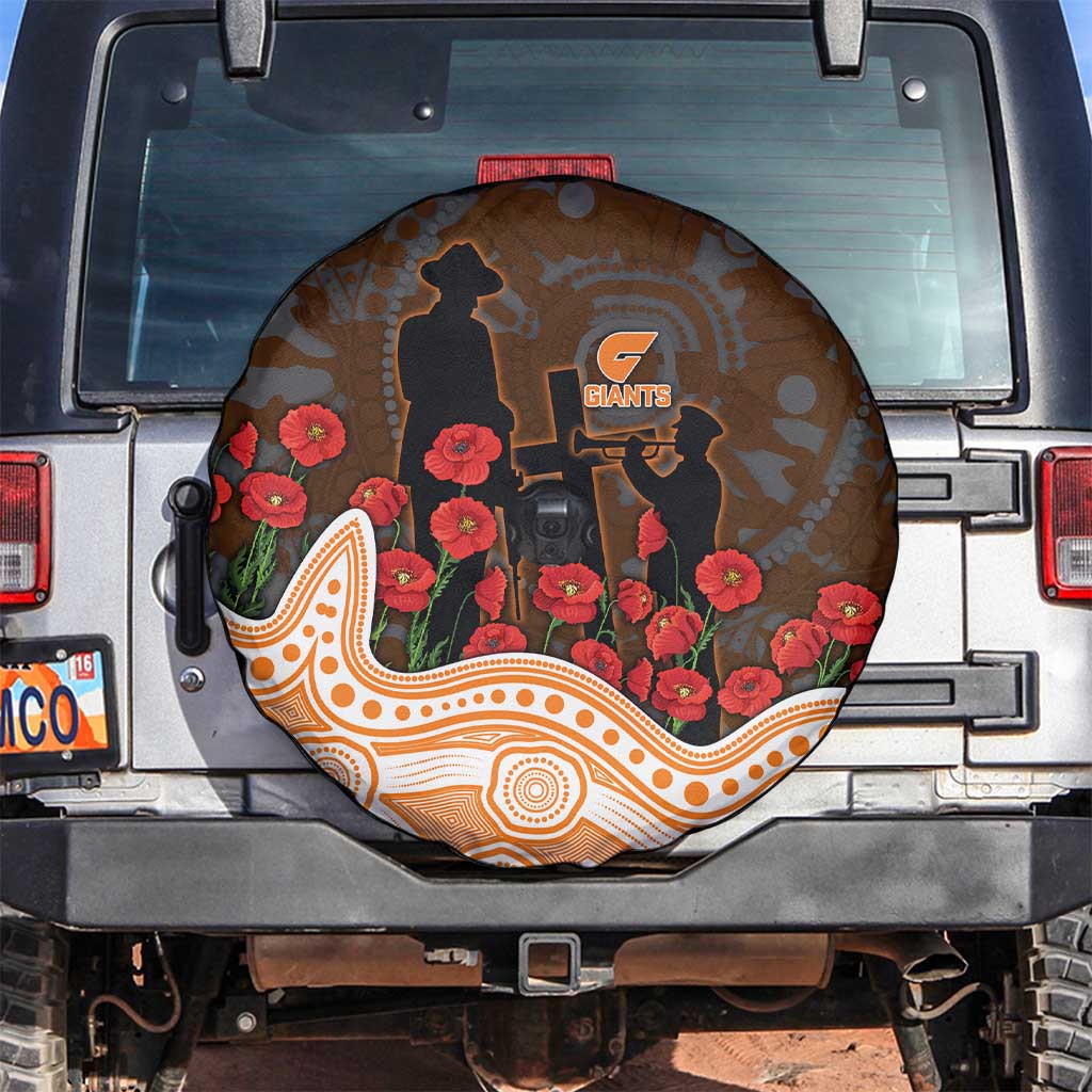 GWS Giants ANZAC Day Spare Tire Cover Indigenous Dot Art with Poppy Flower Tribute