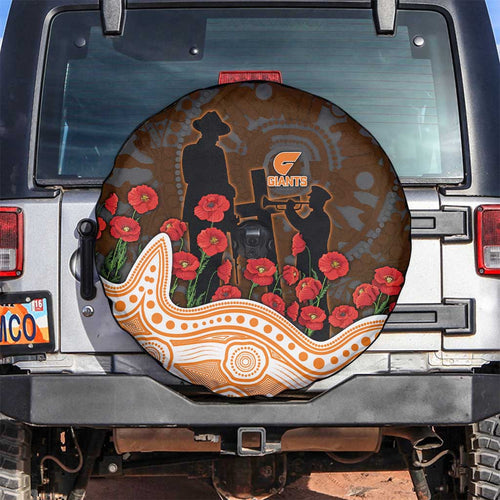 GWS Giants ANZAC Day Spare Tire Cover Indigenous Dot Art with Poppy Flower Tribute