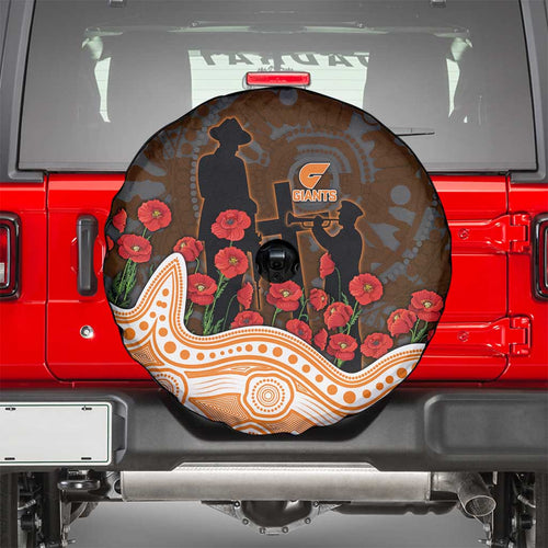 GWS Giants ANZAC Day Spare Tire Cover Indigenous Dot Art with Poppy Flower Tribute