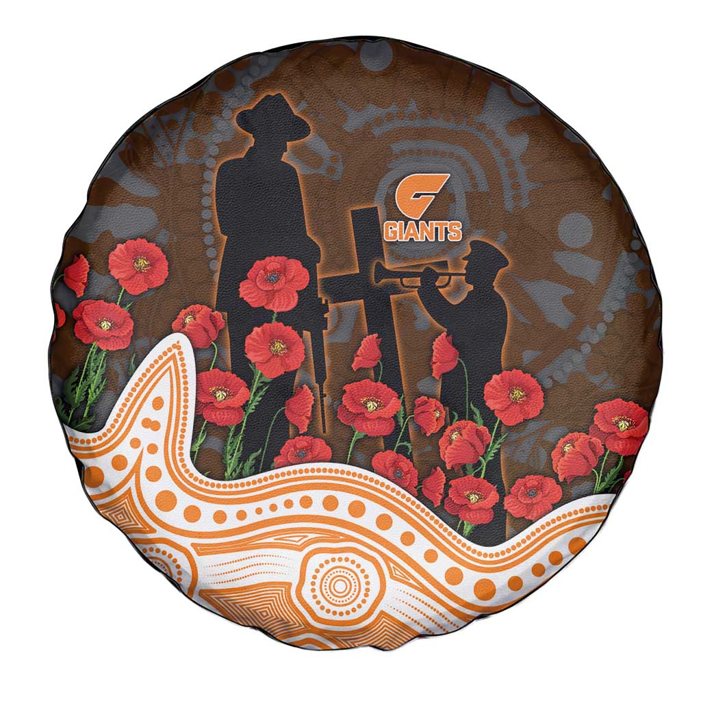 GWS Giants ANZAC Day Spare Tire Cover Indigenous Dot Art with Poppy Flower Tribute