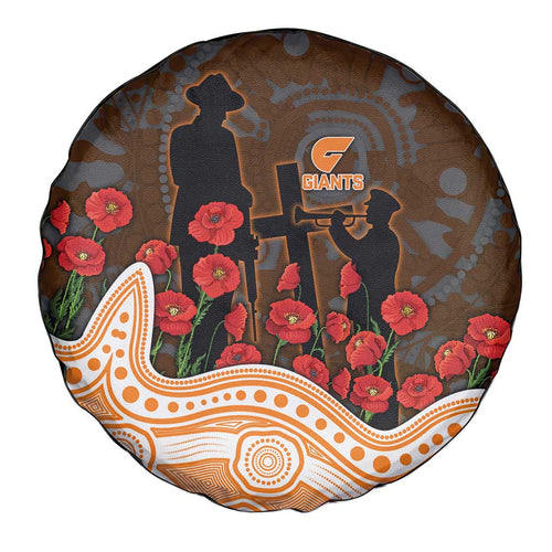 GWS Giants ANZAC Day Spare Tire Cover Indigenous Dot Art with Poppy Flower Tribute