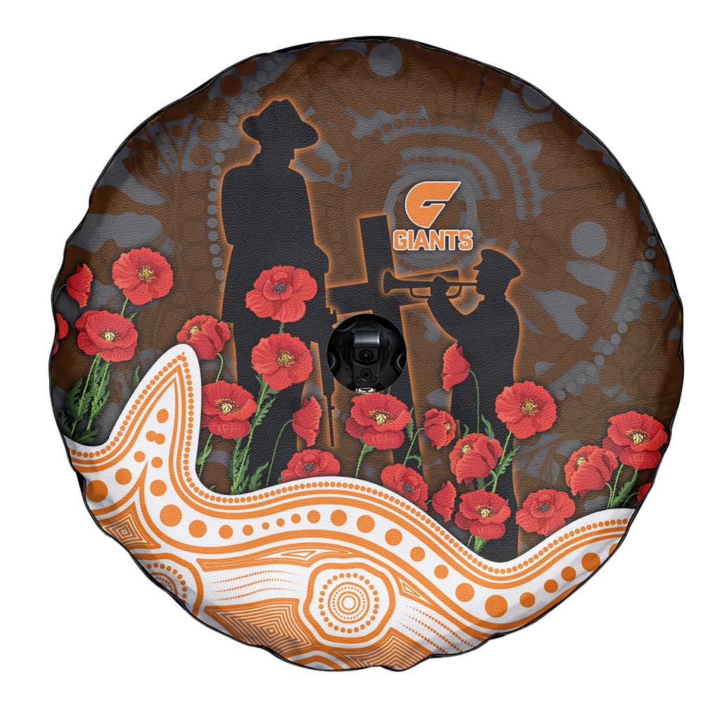 GWS Giants ANZAC Day Spare Tire Cover Indigenous Dot Art with Poppy Flower Tribute