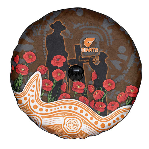 GWS Giants ANZAC Day Spare Tire Cover Indigenous Dot Art with Poppy Flower Tribute