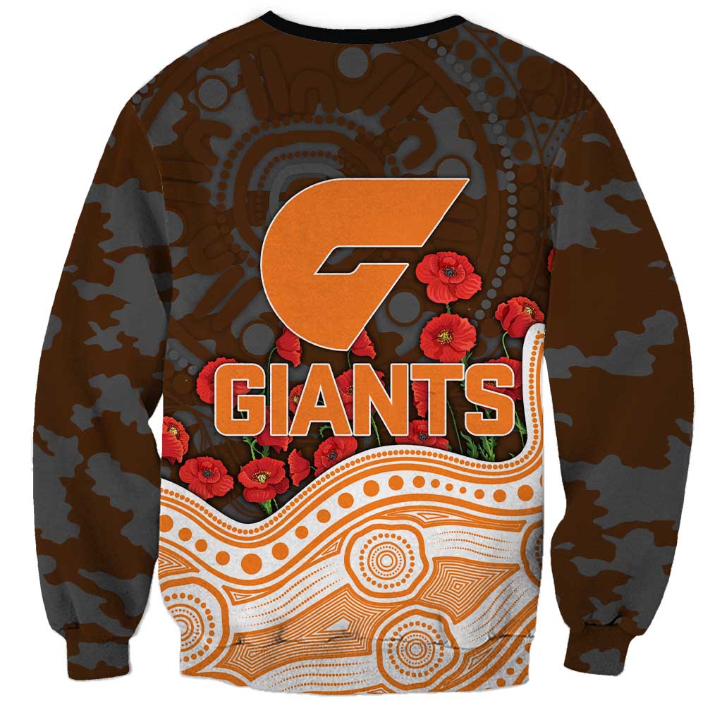 GWS Giants ANZAC Day Sweatshirt Indigenous Dot Art with Poppy Flower Tribute
