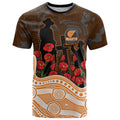 GWS Giants ANZAC Day T Shirt Indigenous Dot Art with Poppy Flower Tribute