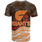 GWS Giants ANZAC Day T Shirt Indigenous Dot Art with Poppy Flower Tribute
