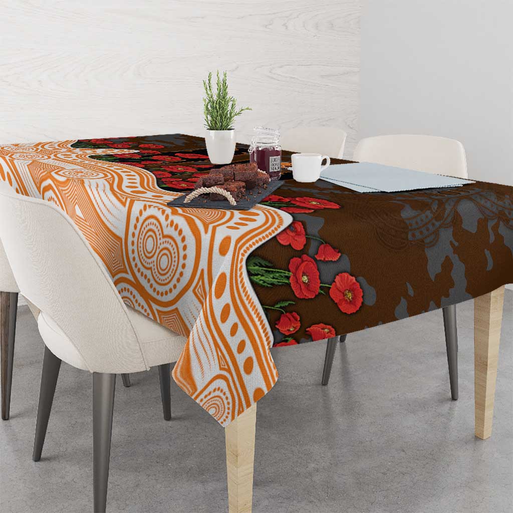 GWS Giants ANZAC Day Tablecloth Indigenous Dot Art with Poppy Flower Tribute