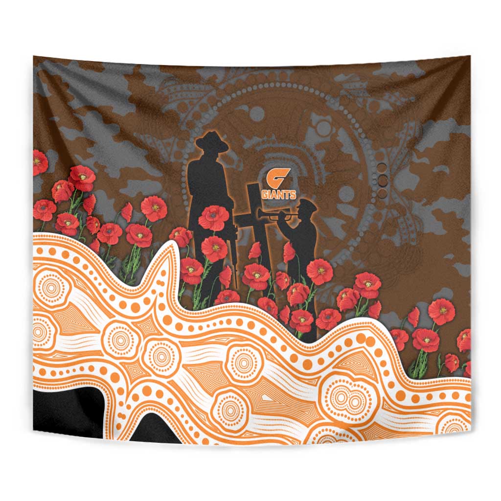 GWS Giants ANZAC Day Tapestry Indigenous Dot Art with Poppy Flower Tribute